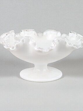 Fenton Milk Glass Ruffled Compote